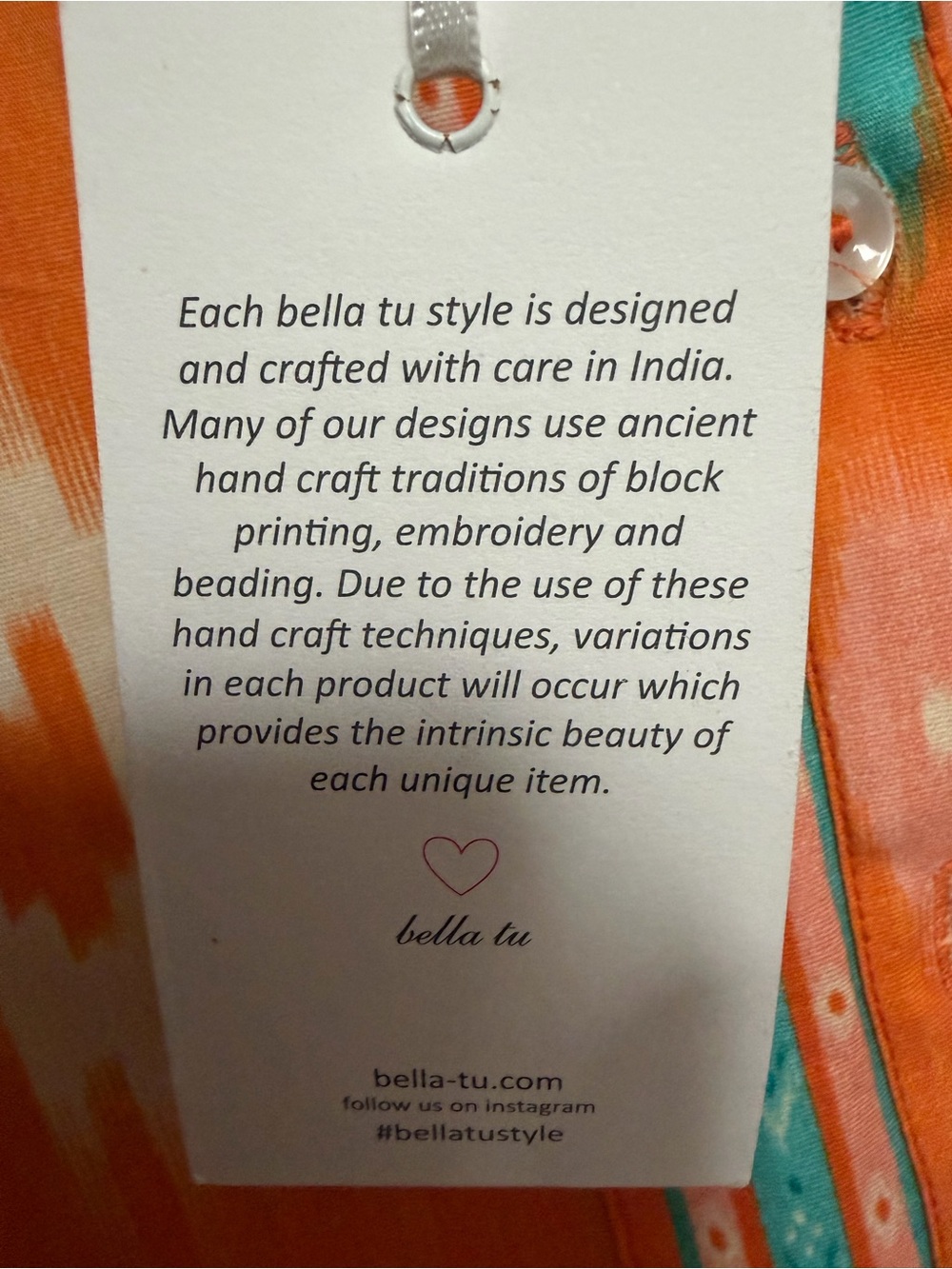 Bella Tu Orange & Turquoise Ikat Camden Shirt Dress Size XL - NWT - Picture 14 of 16